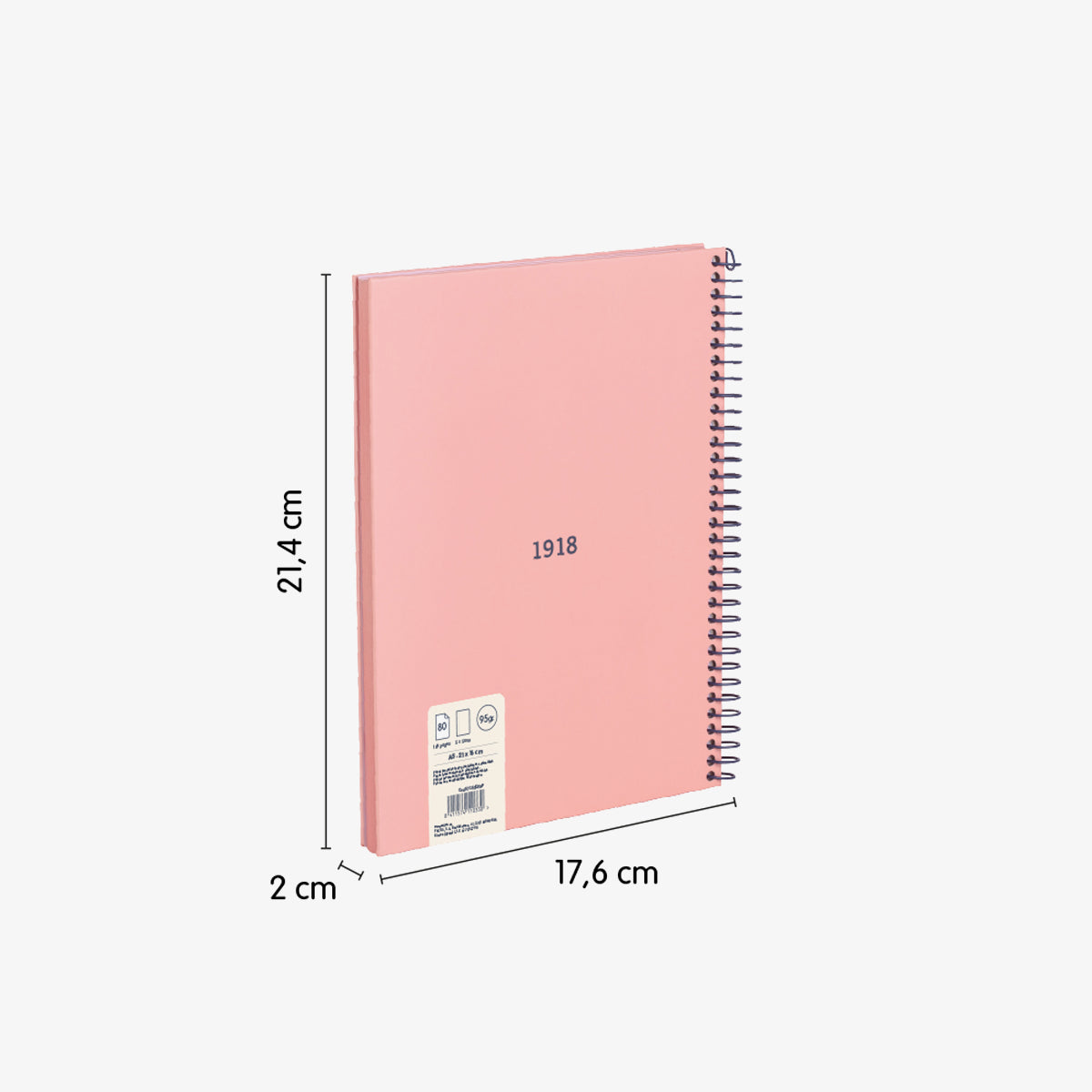 Cuaderno A5 con espiral y tapa dura, 80 hojas papel liso de 95 gr/m², 430 since 1918