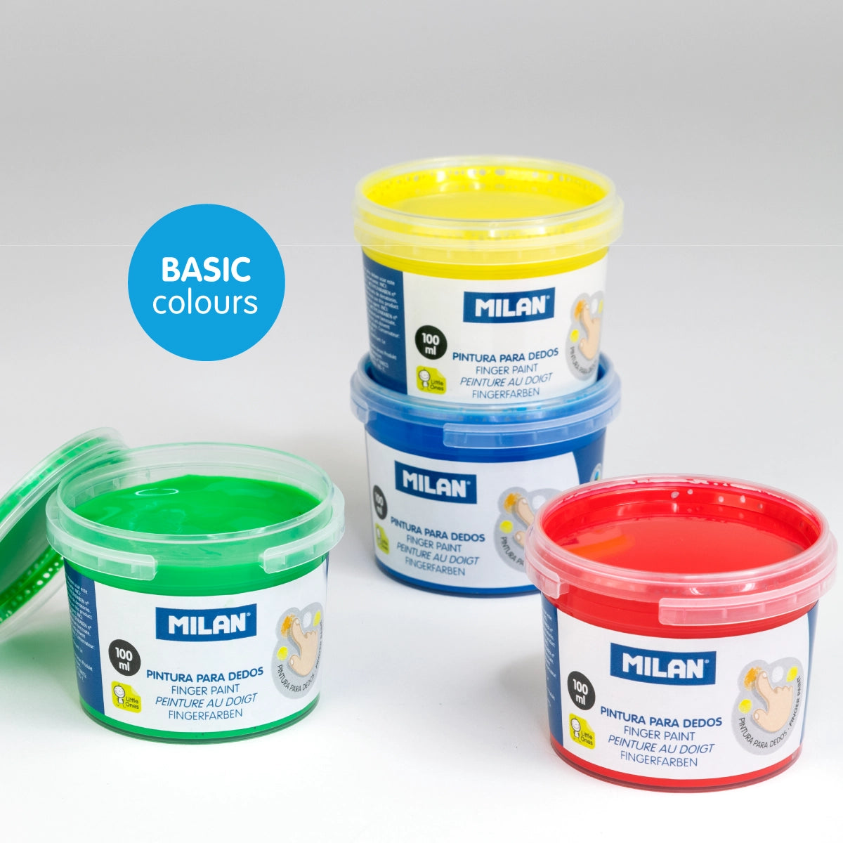 6 pinturas para dedos colores surtidos (caja 6 tarros 100 ml )