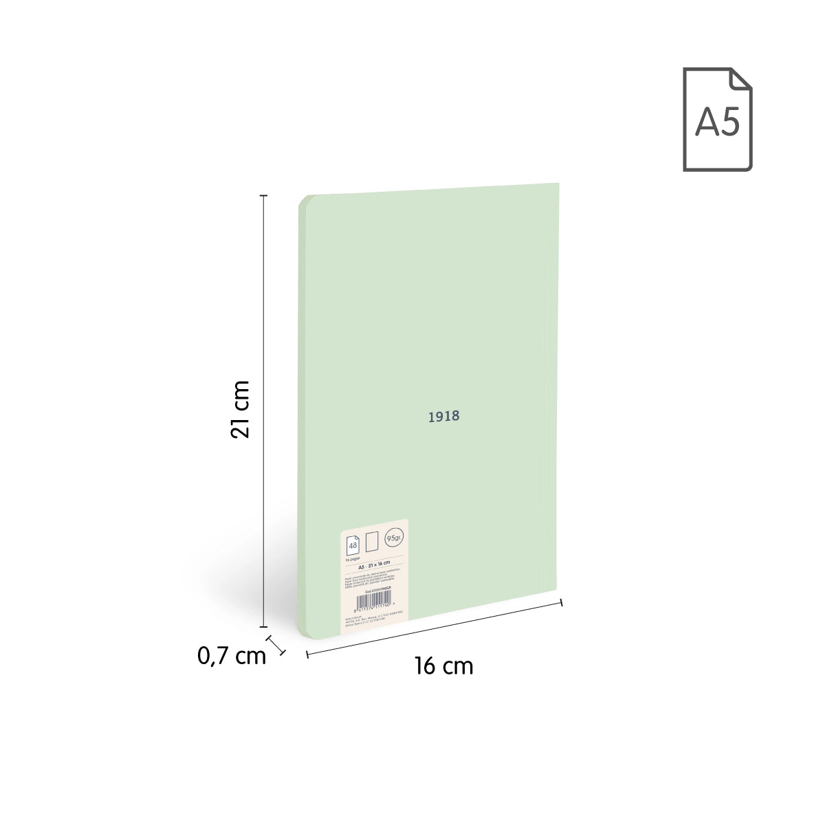 Libreta A5 encolada, 48 hojas blancas de 95 gr/m², 430 since 1918