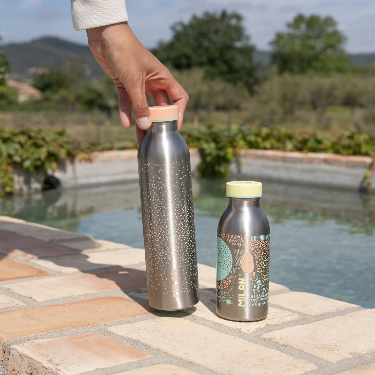 Tapón para botella isotérmica MILAN Silver, amarillo