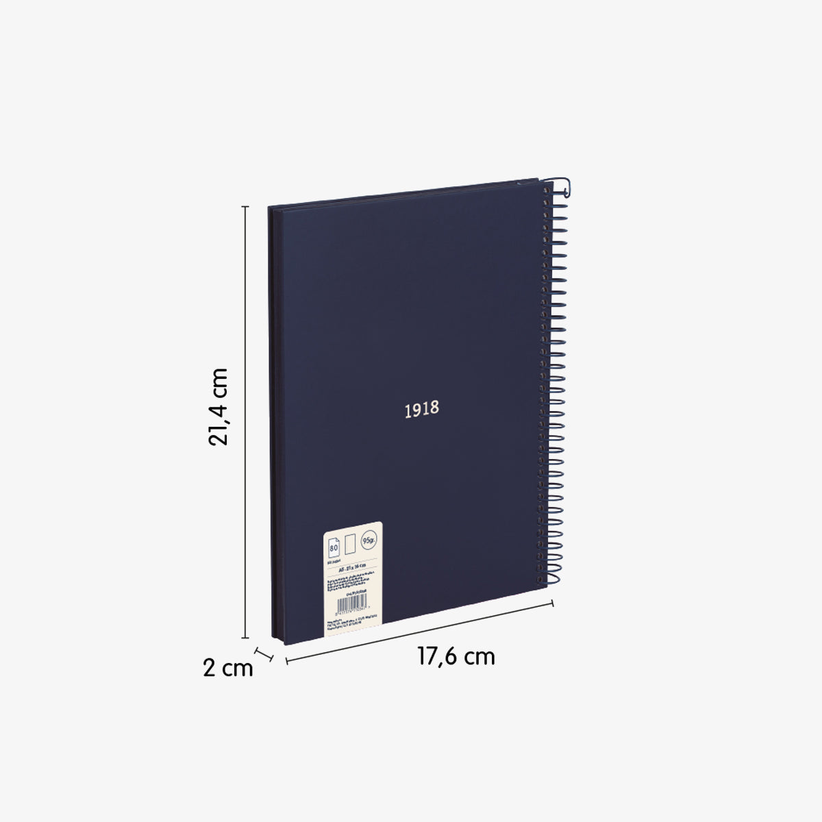 Cuaderno A5 con espiral y tapa dura, 80 hojas papel liso de 95 gr/m², 430 since 1918