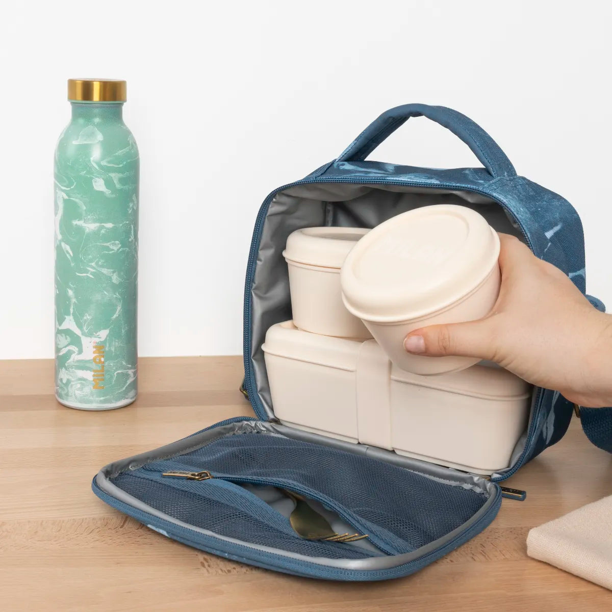 Bolsa isotérmica porta alimentos de 3,5 L con 3 fiambreras, Lava