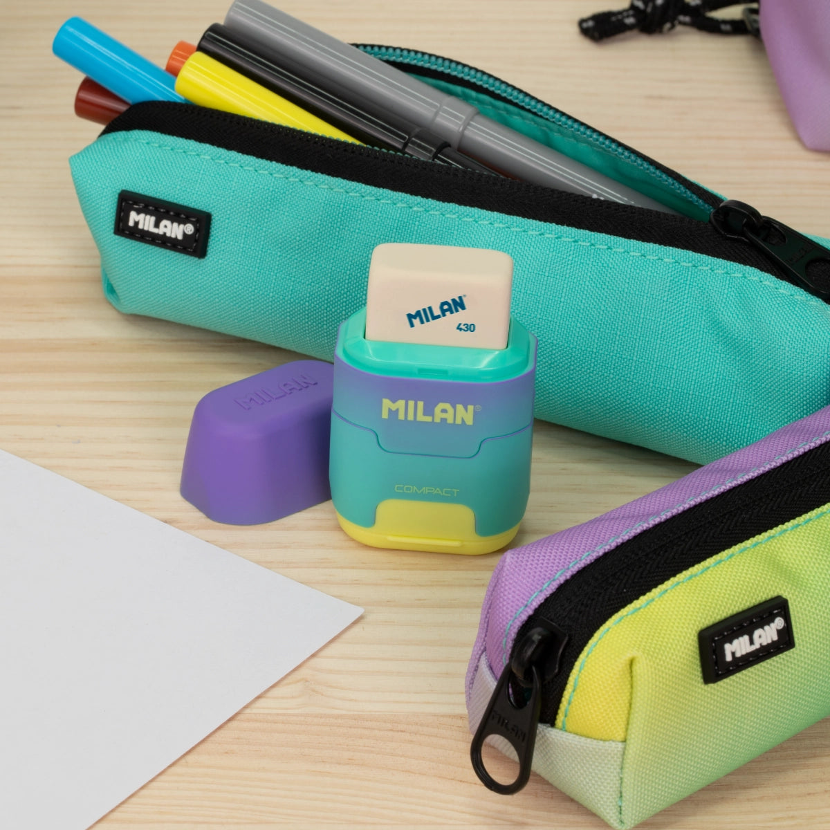 Kit de 4 estuches escolares con contenido, Sunset