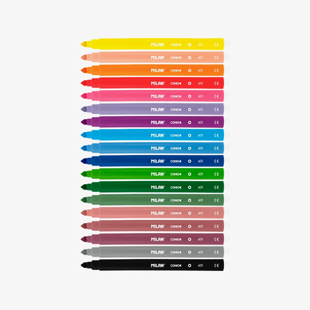 18 retoladors de colors, punta cònica