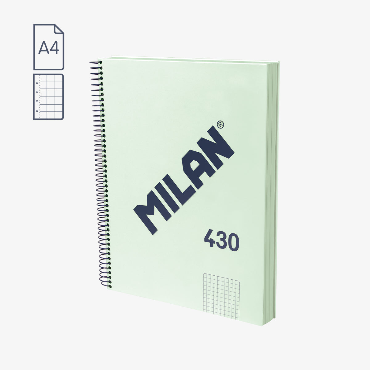 Llibreta A4 amb espiral i tapa dura, quadrícula 5 x 5 mm, 80 fulls de 95 gr/m², 430 since 1918