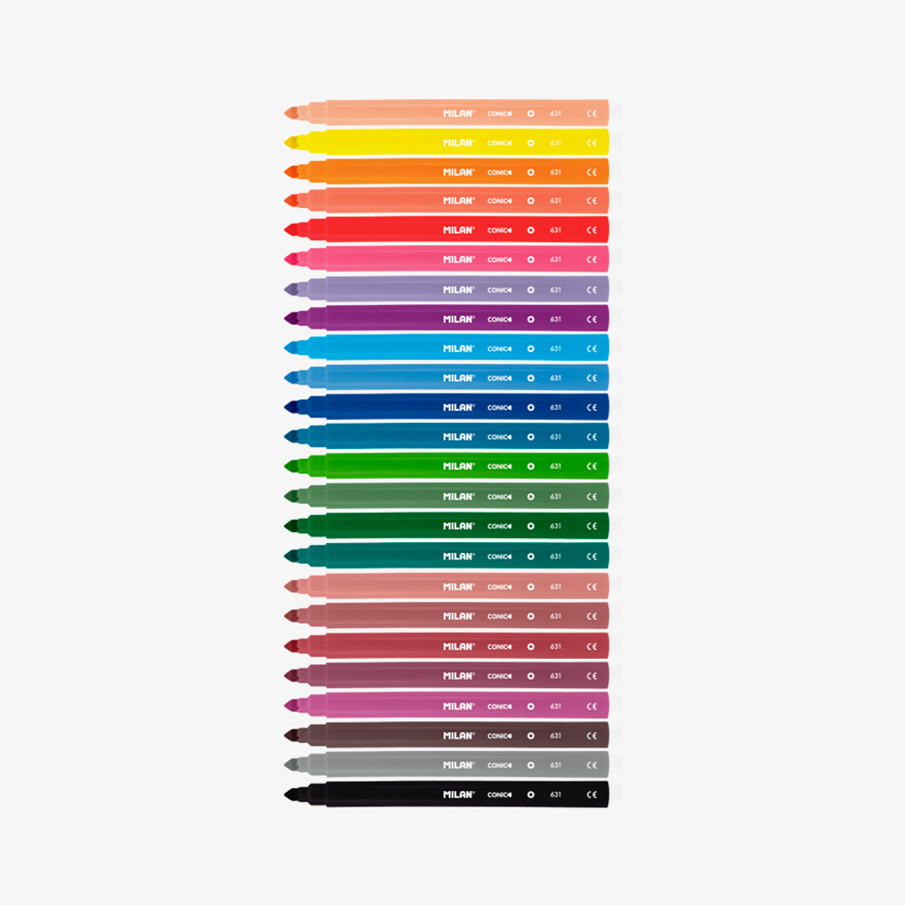 24 rotuladores de colores, punta cónica