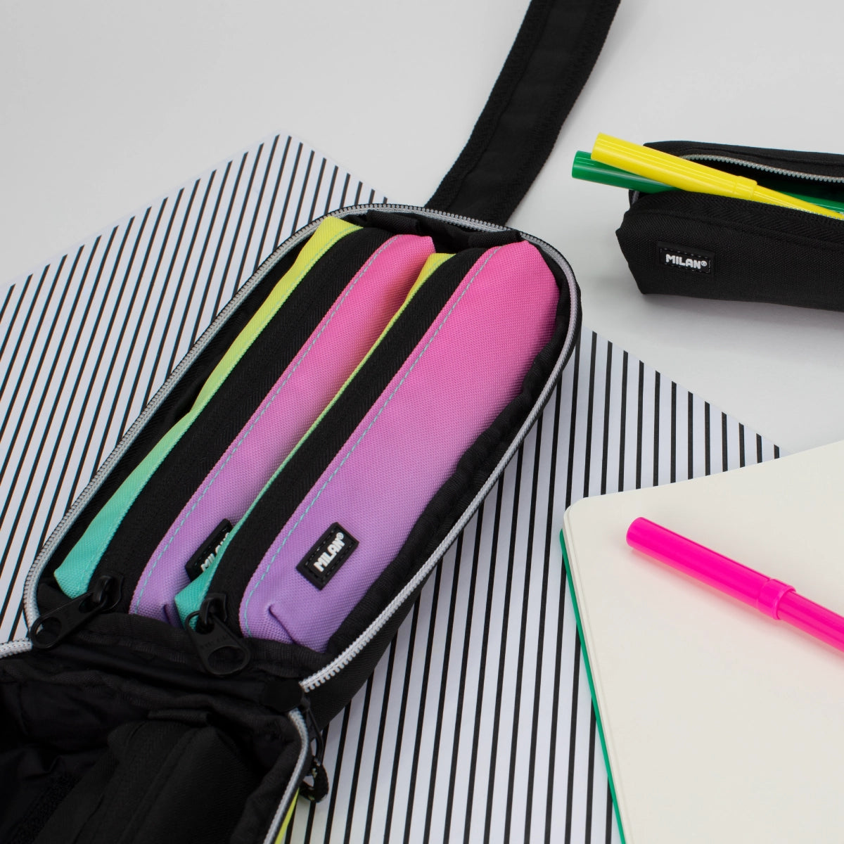 Kit de 4 estuches escolares con contenido, Sunset