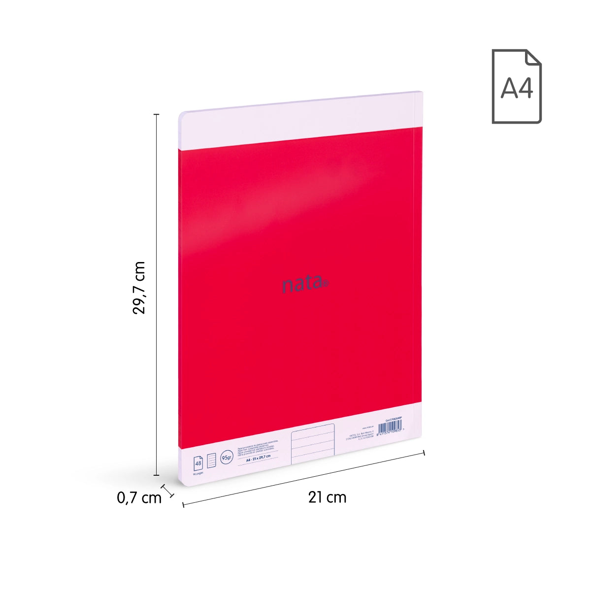 Pack 3 libretas A4 encoladas, papel a líneas (7 mm), 48 hojas de 95 gr/m², colección MILAN nata® 624 since 1918