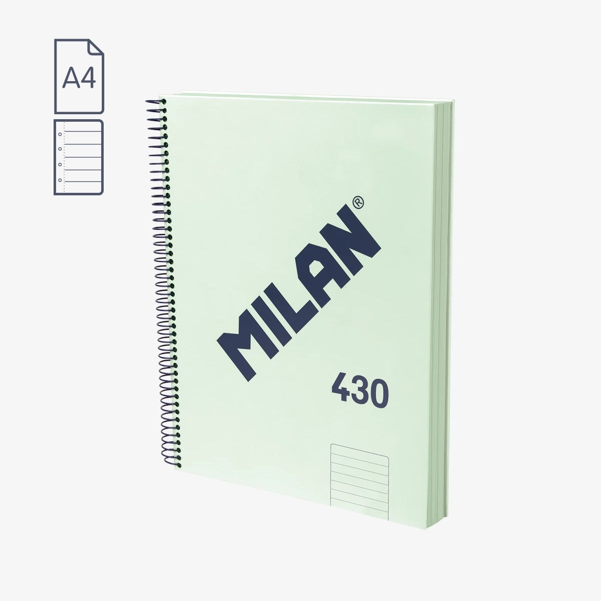 Cuaderno A4 con tapa dura, pauta a líneas 7 mm, 120 hojas de 95 gr/m², 430 since 1918