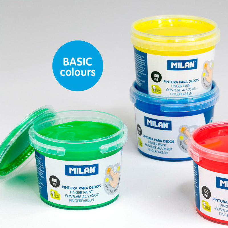 6 pinturas para dedos de colores (maletín 6 tarros de 100 ml)