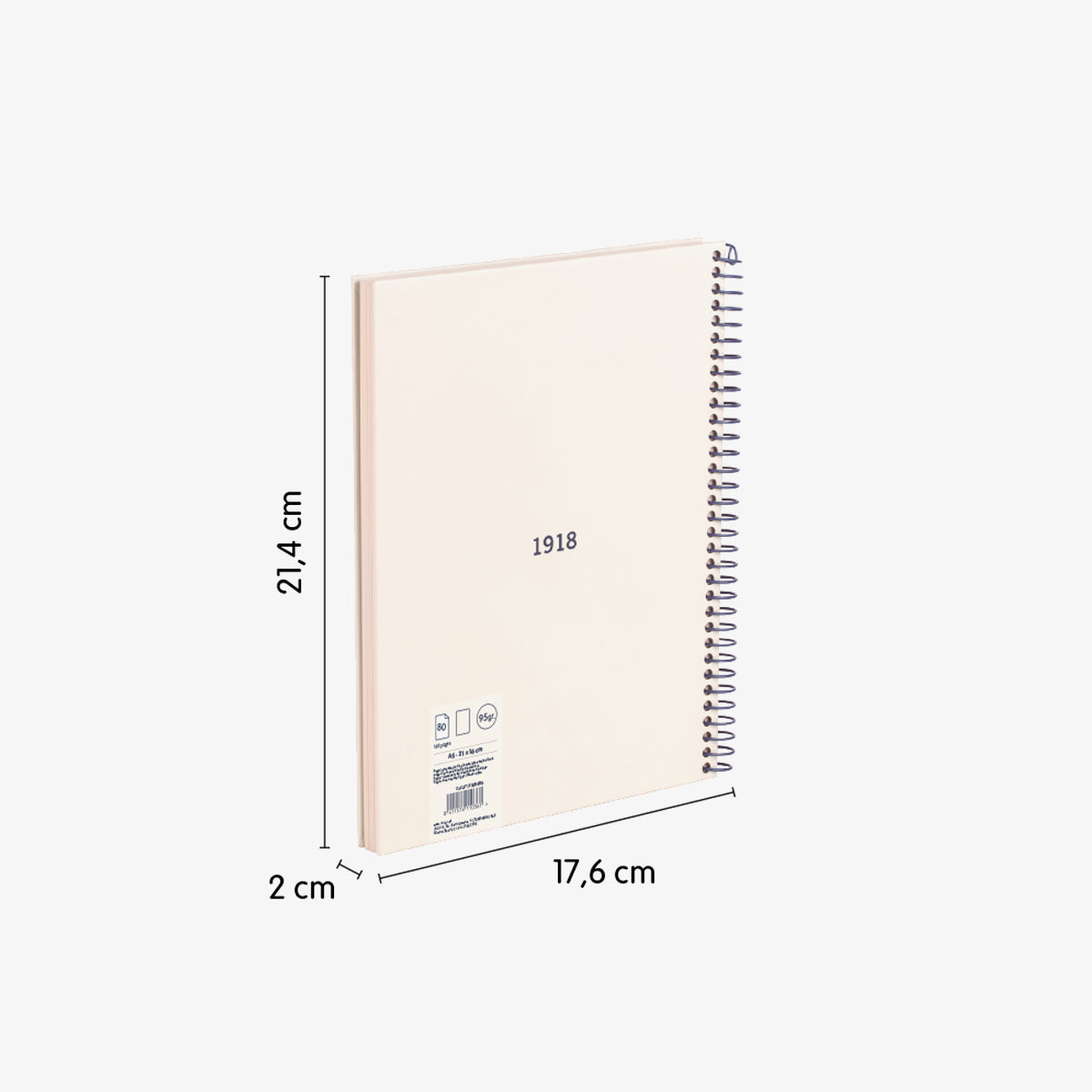 Cuaderno A5 con espiral y tapa dura, 80 hojas papel liso de 95 gr/m², 430 since 1918