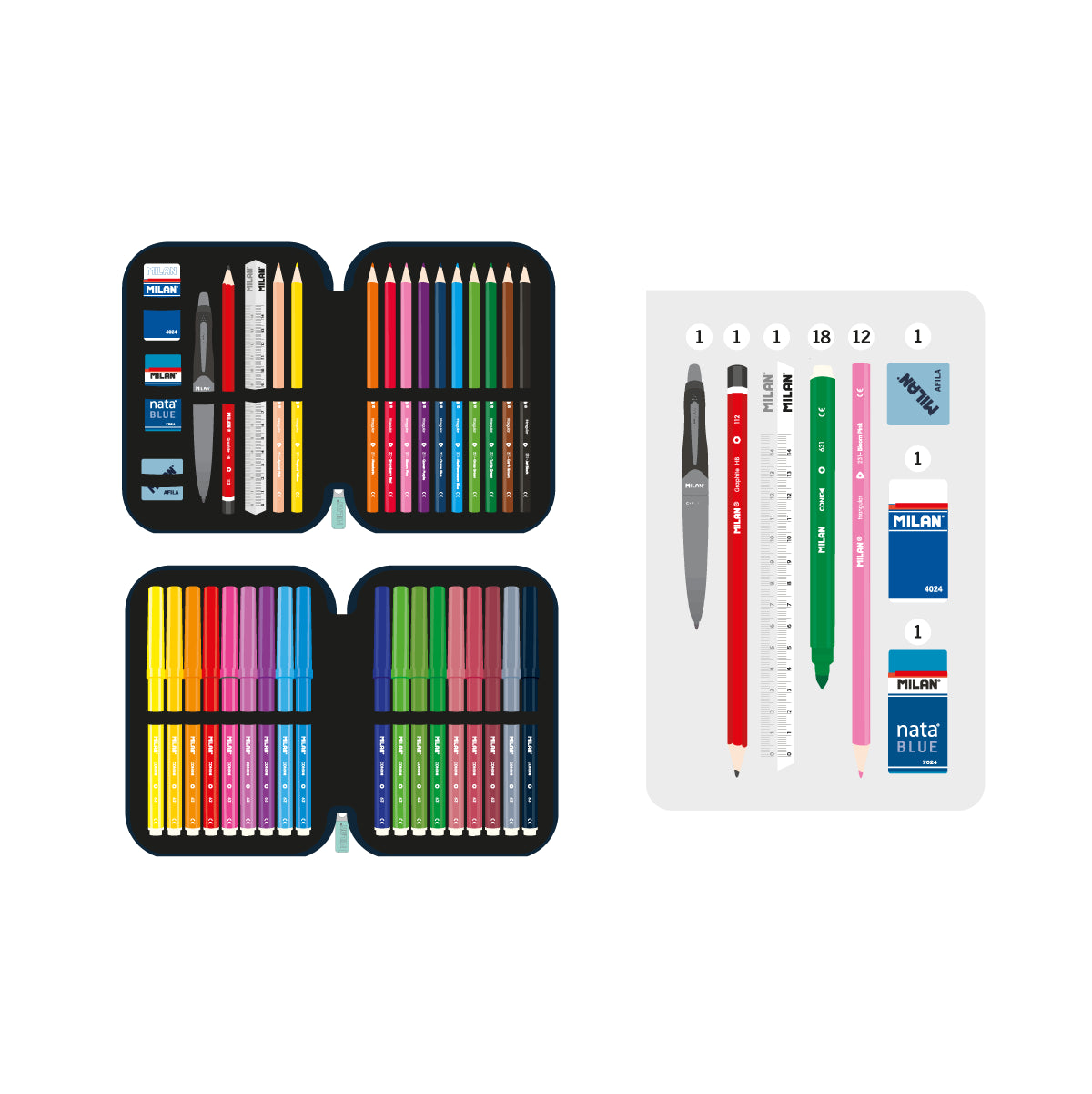 Estuche escolar de dos pisos con contenido, The Fun