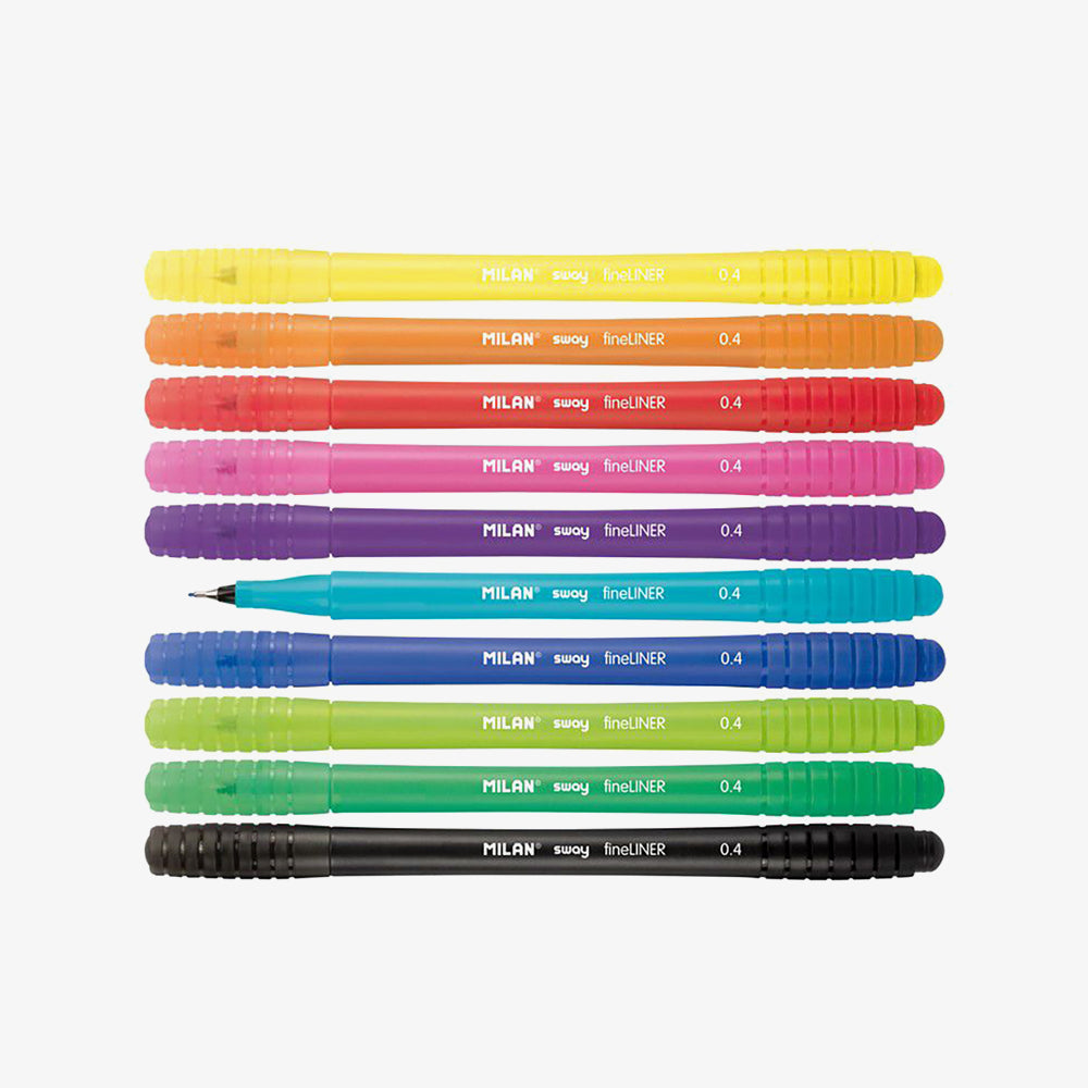 10 retoladors punta fina SWAY fineliner 0,4 mm
