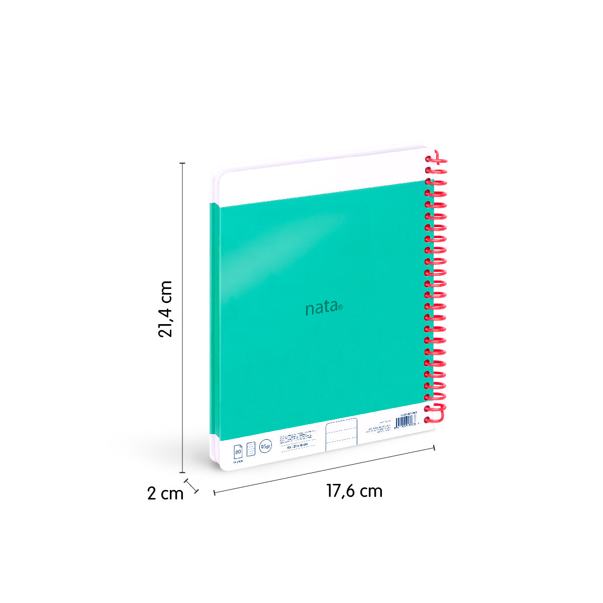 Llibreta A5 tapa dura, paper a línies (7 mm), 80 fulls de95 gr/m²,nata® 624 since 1918