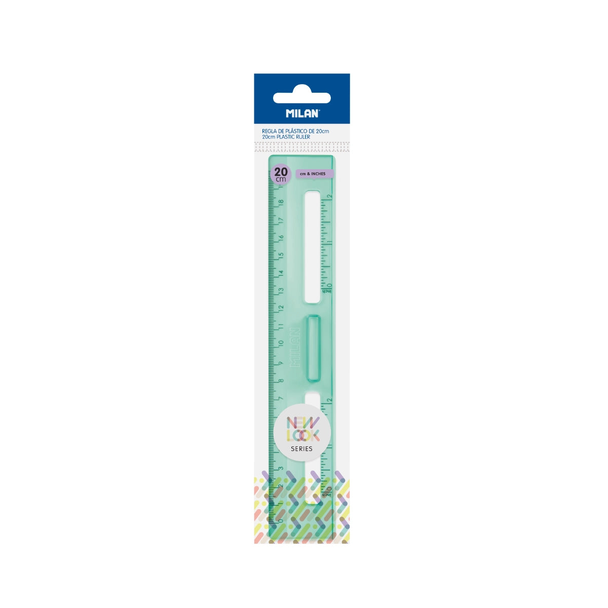 Regla 20 cm transparente New Look, verde