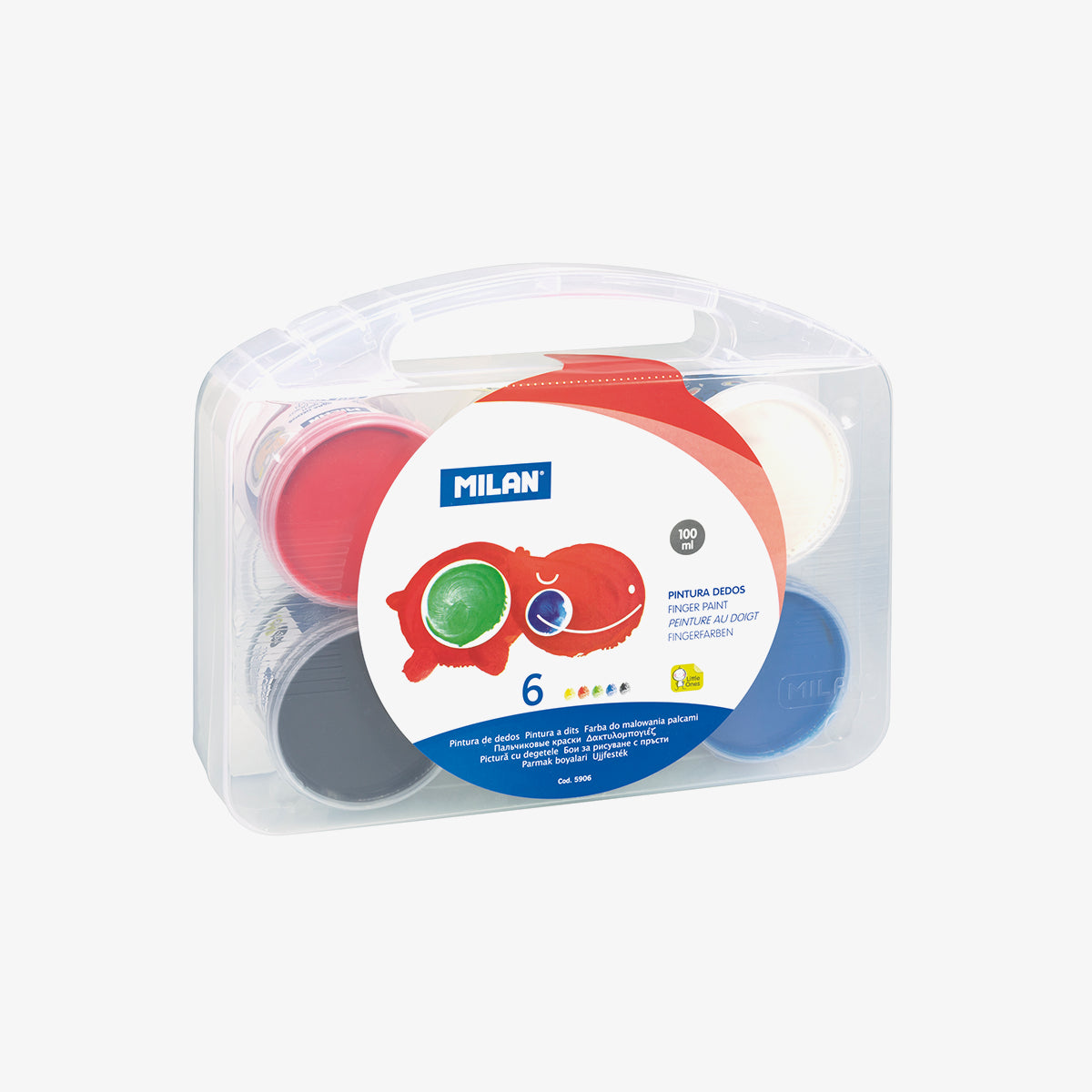6 pinturas para dedos de colores (maletín 6 tarros de 100 ml)