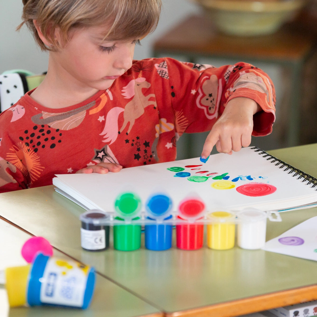 6 pinturas para dedos colores surtidos (caja 6 tarros 100 ml )