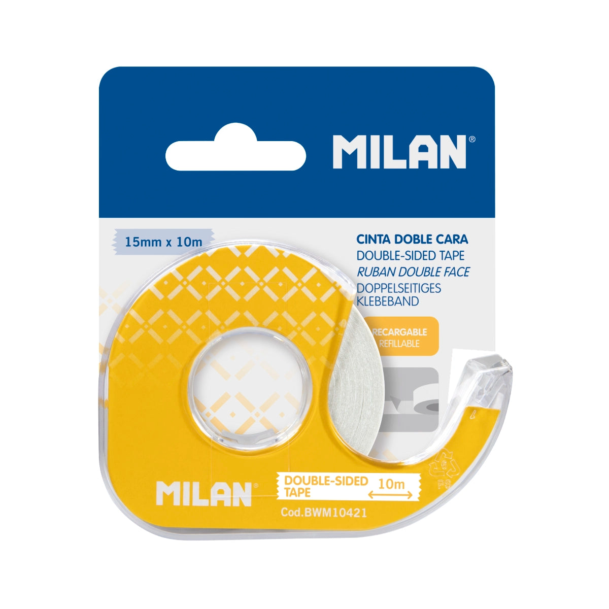 Dispensador cinta adhesiva doble cara 15 mm