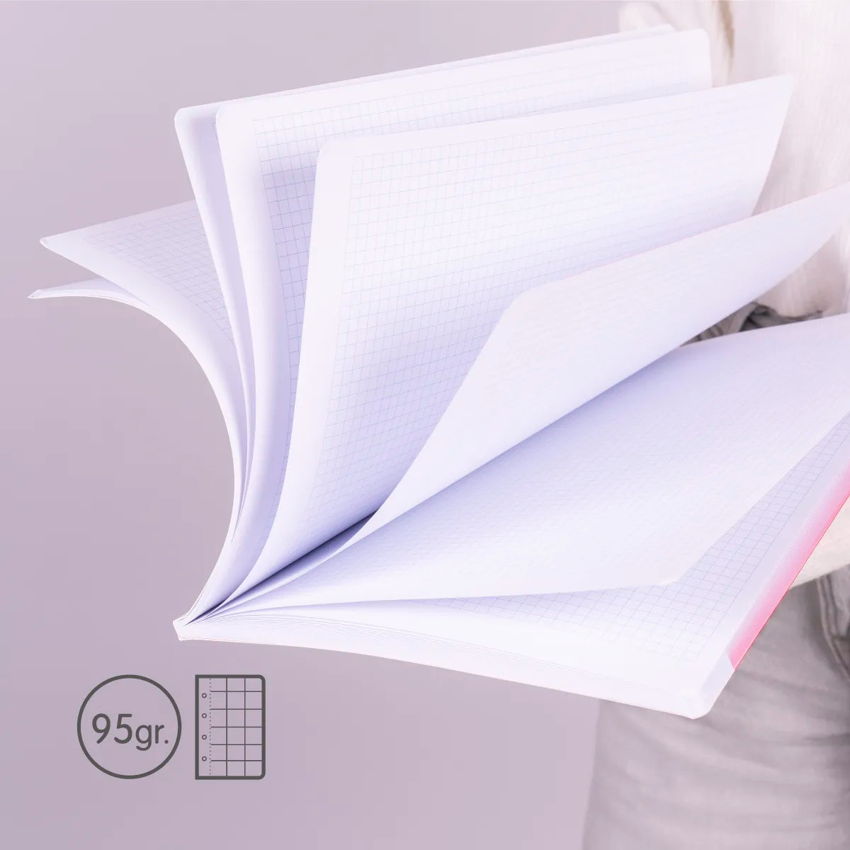 Pack 3 libretas A4 encoladas, papel cuadriculado, 48 hojas de 95 gr/m²,colección MILAN nata® 624 since 1918