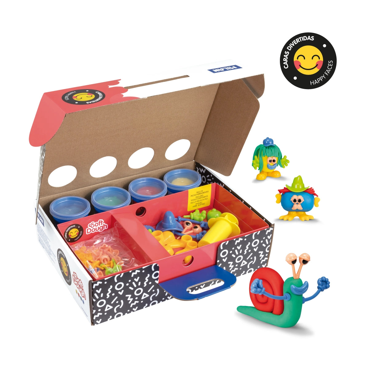 Kit Soft Dough de pasta blanda con herramientas 'Caras divertidas'