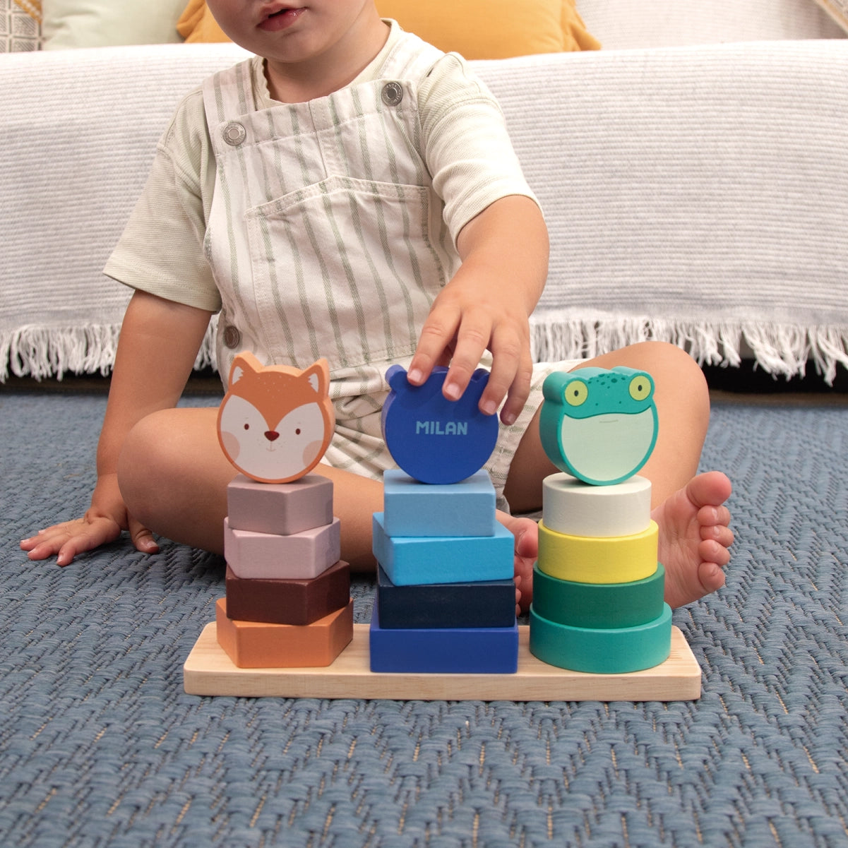 Joguina de fusta de torres apilables i encaix 'Animal Towers'