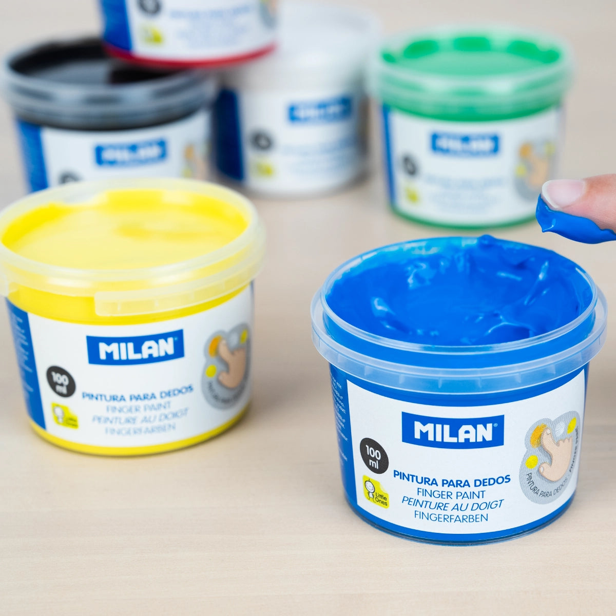 6 pinturas para dedos colores surtidos (caja 6 tarros 100 ml )