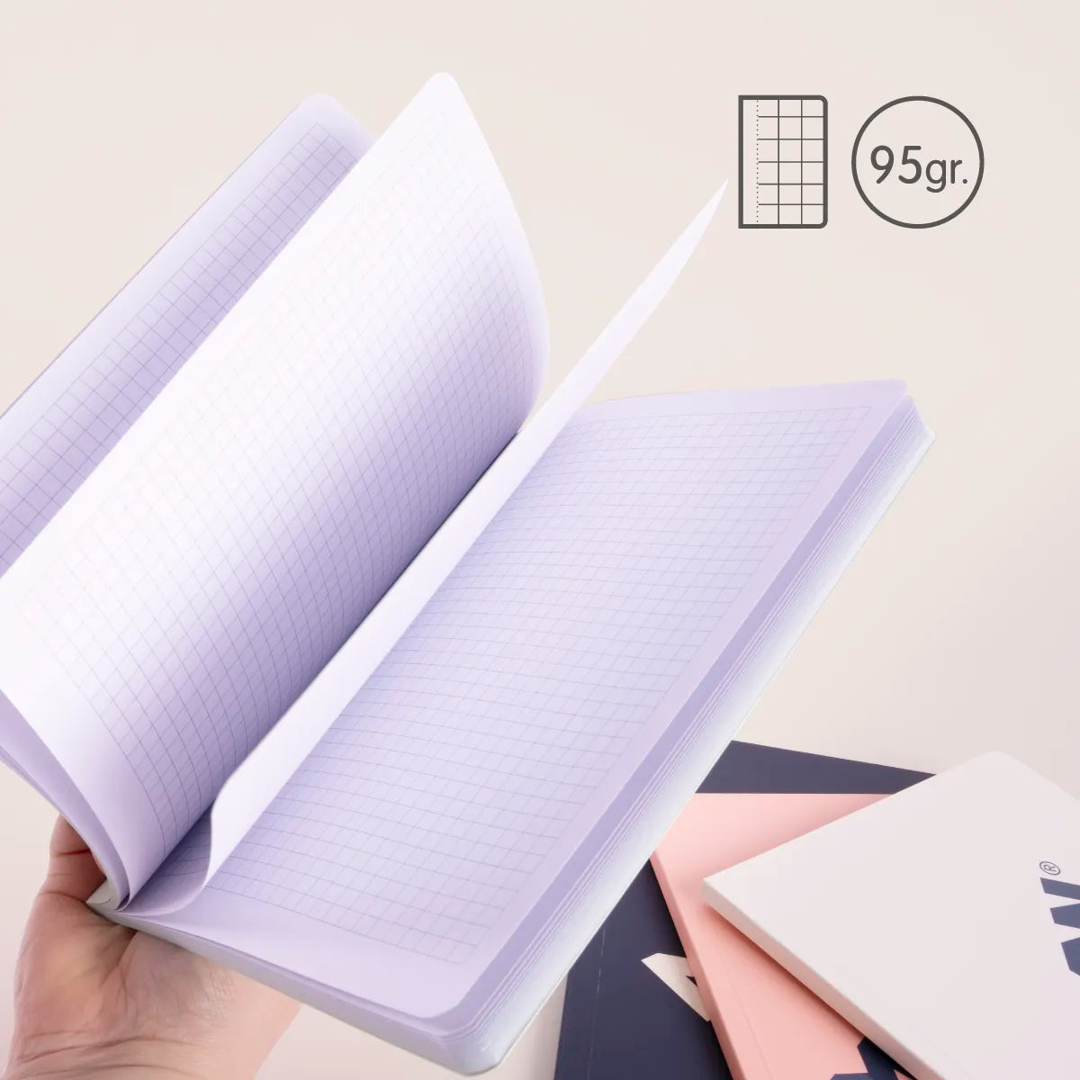 Pack 4 libretas A5 encoladas, papel cuadriculado (5 x 5 mm), 48 hojas de 95 gr/m², colección 430 since 1918