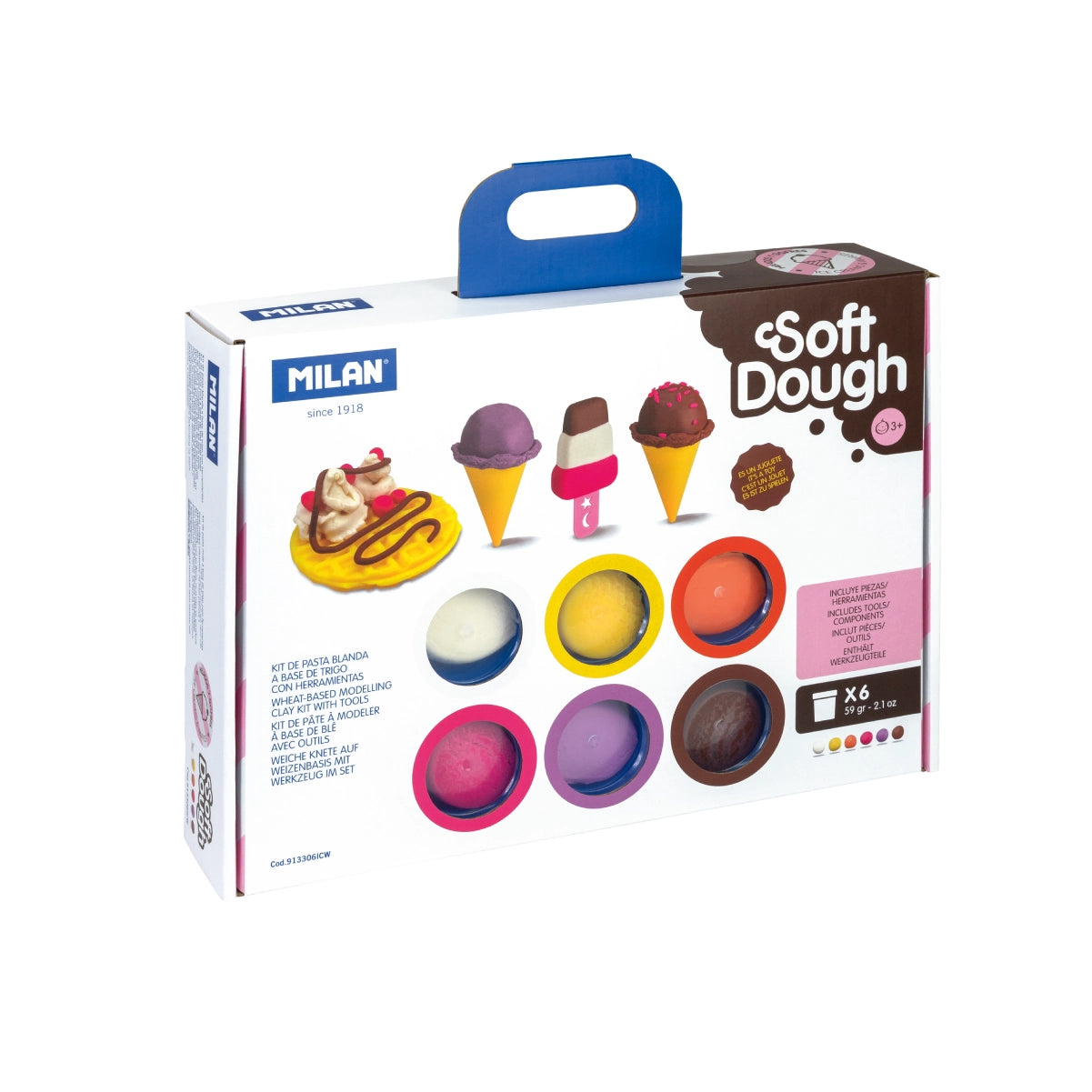 Kit Soft Dough de pasta blanda con herramientas 'Helados y gofres'