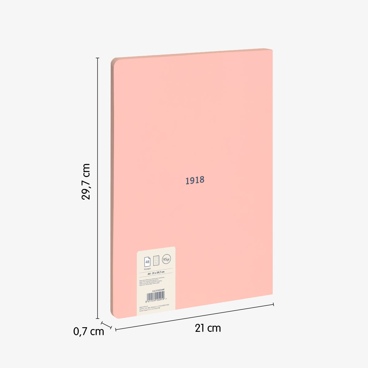 Libreta A4 encolada, papel líneas 7 mm, 48 hojas de 95 gr/m², 430 since 1918