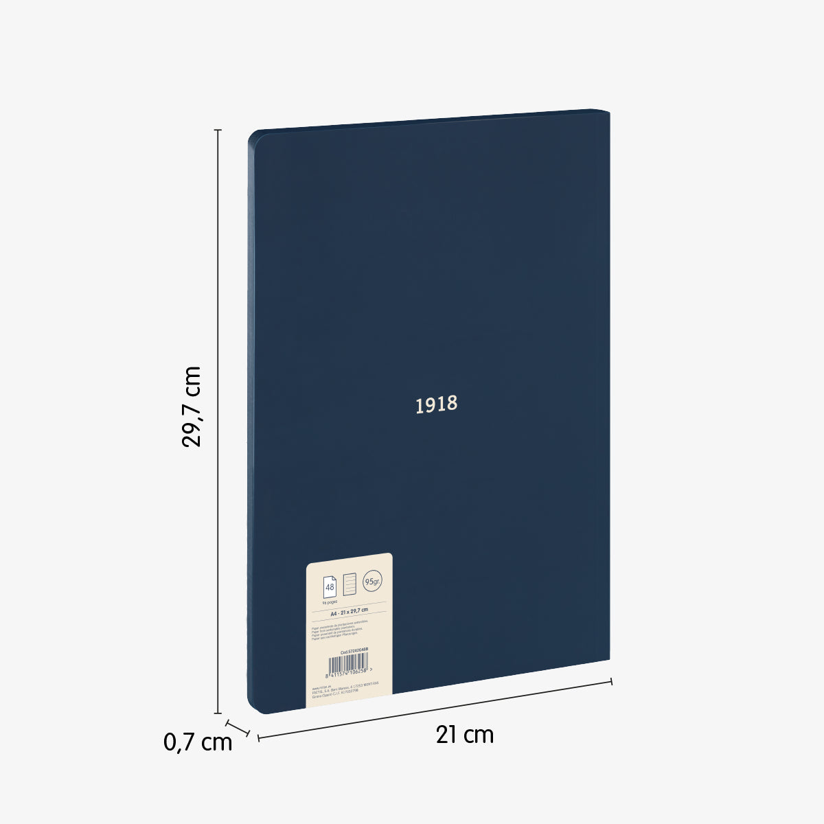 Libreta A4 encolada, papel líneas 7 mm, 48 hojas de 95 gr/m², 430 since 1918