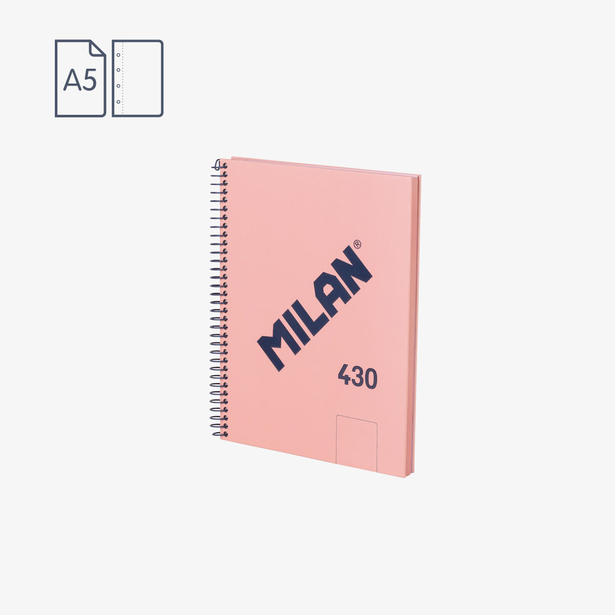 Cuaderno A5 con espiral y tapa dura, 80 hojas papel liso de 95 gr/m², 430 since 1918