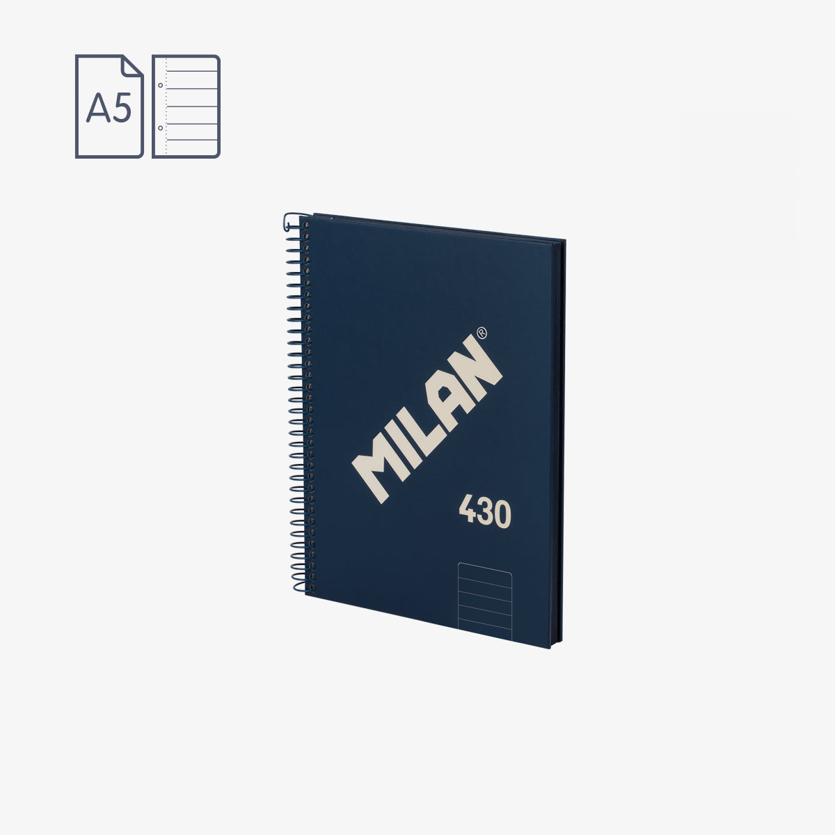 Cuaderno A5 con tapa dura, pauta a líneas 7 mm, 80 hojas de 95 gr/m², 430 since 1918