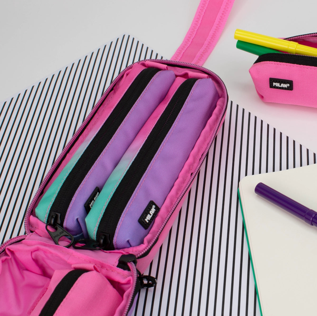 Kit de 4 estuches escolares con contenido, Sunset