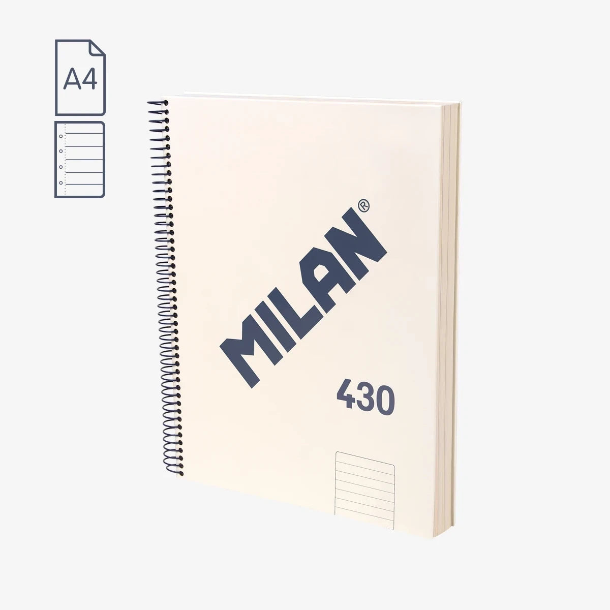 Cuaderno A4 con tapa dura, pauta a líneas 7 mm, 120 hojas de 95 gr/m², 430 since 1918