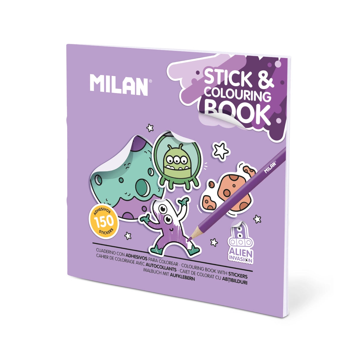 Cuaderno con adhesivos para colorear 'Alien invasion'