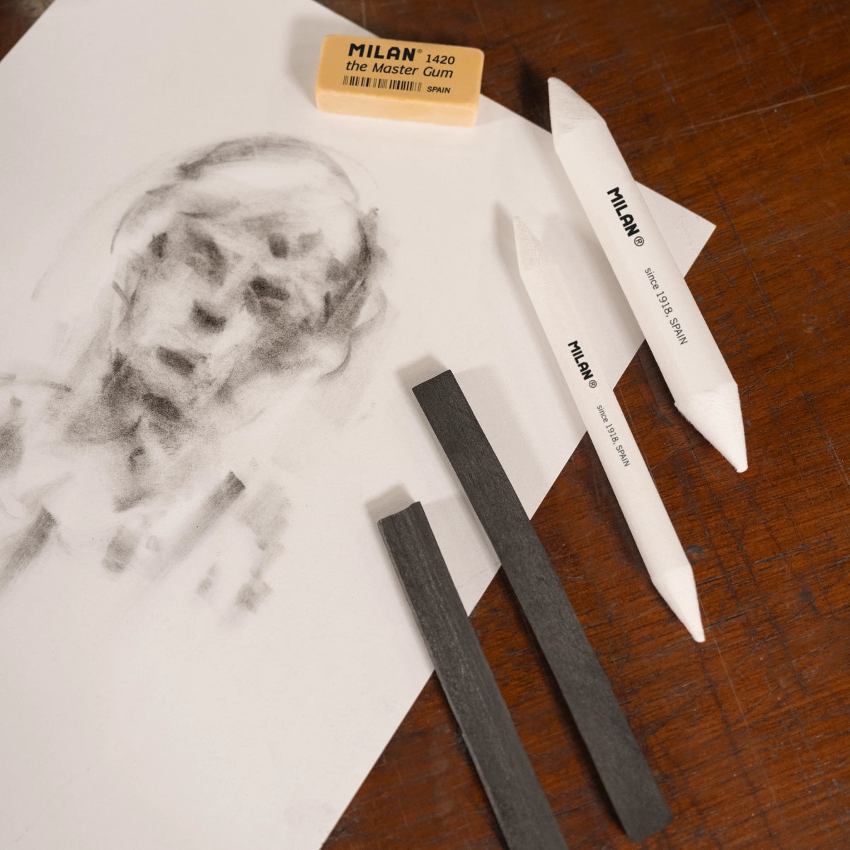 6 barretes de carbonet natural rectangular 15 x 4 mm