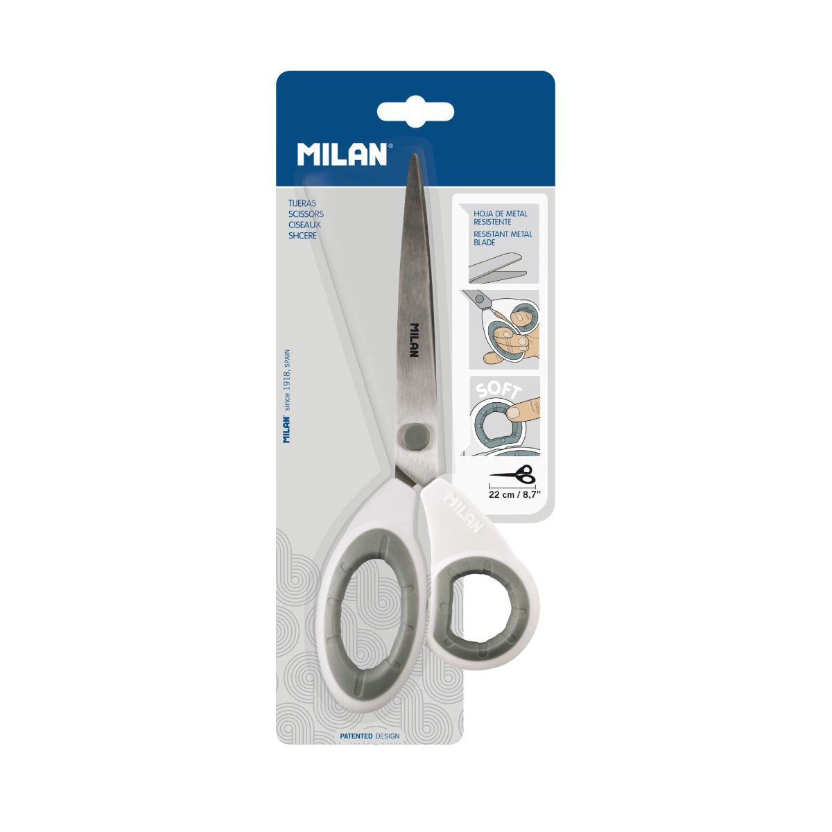 Tijeras oficina blancas 22 cm