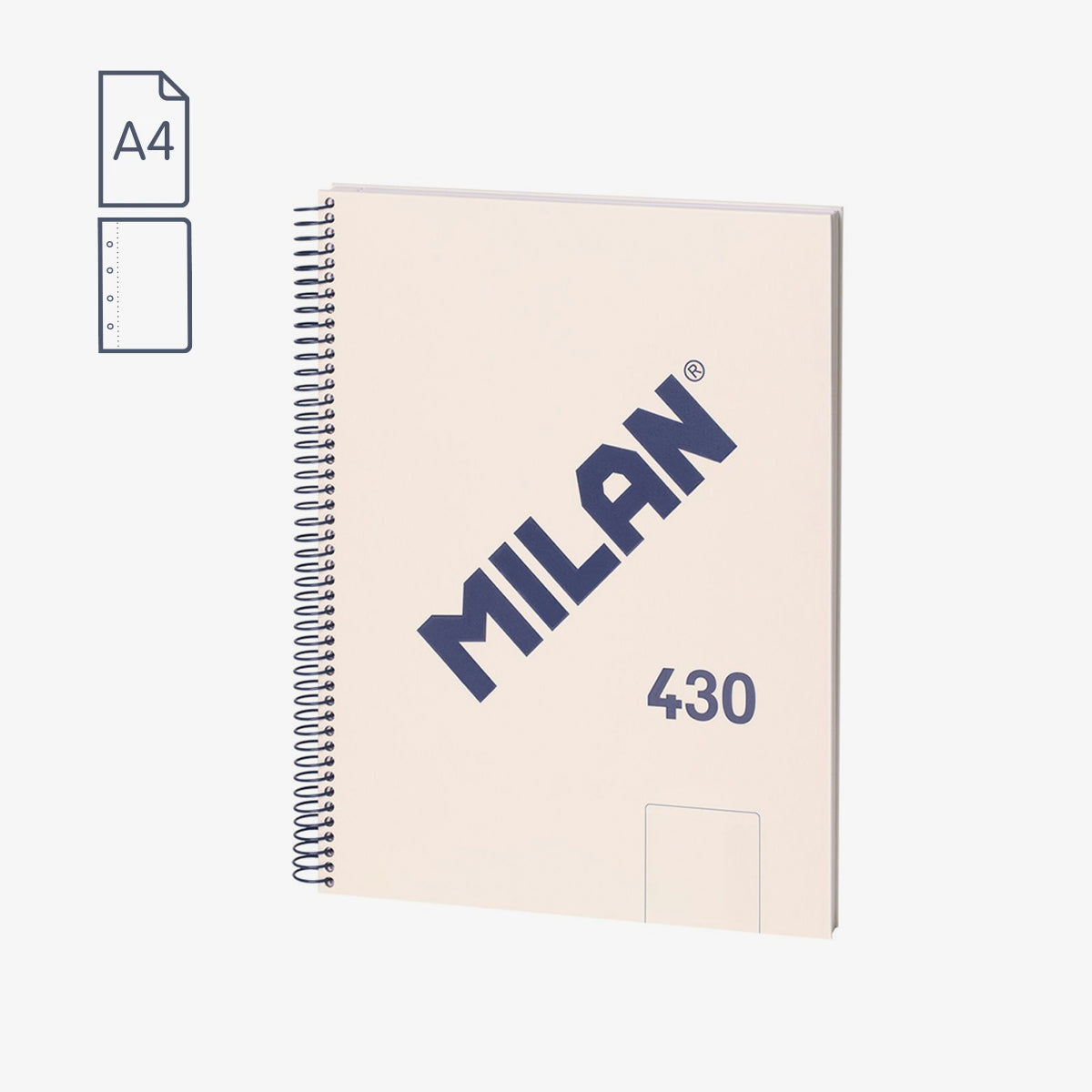 Cuaderno A4 con espiral y tapa dura, 80 hojas papel liso de 95 gr/m², 430 since 1918