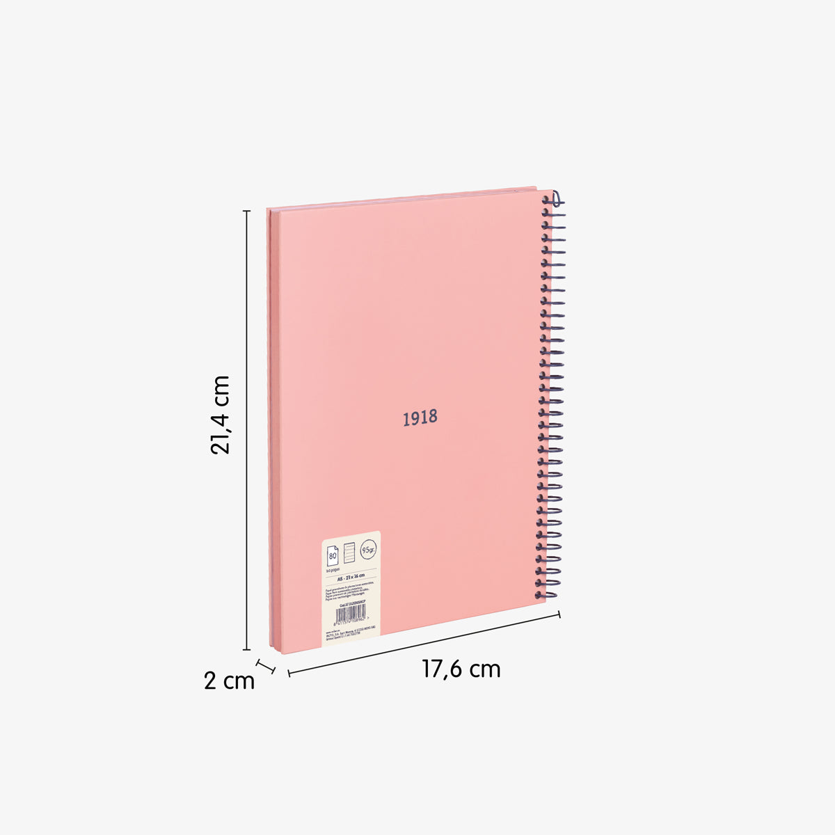 Cuaderno A5 con tapa dura, pauta a líneas 7 mm, 80 hojas de 95 gr/m², 430 since 1918