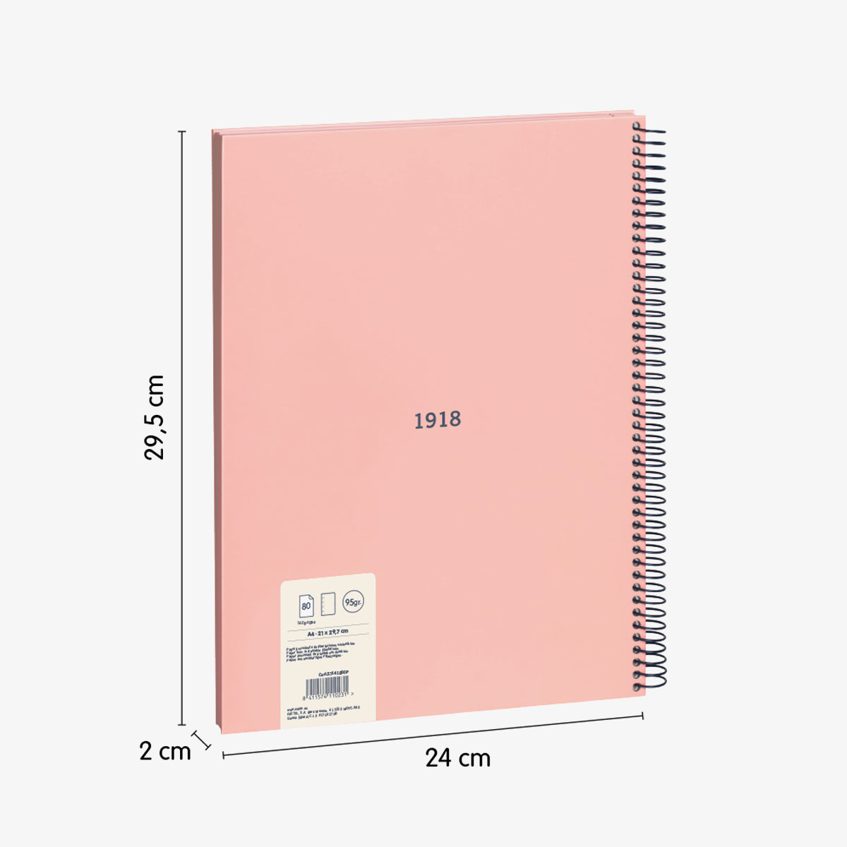 Cuaderno A4 con espiral y tapa dura, 80 hojas papel liso de 95 gr/m², 430 since 1918