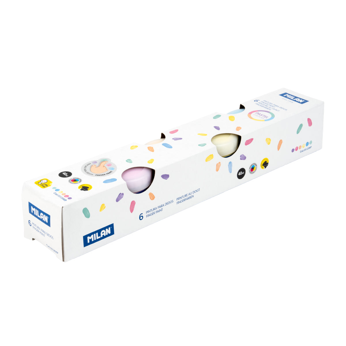 6 pinturas para dedos colores pastel (caja 6 tarros 40 ml)