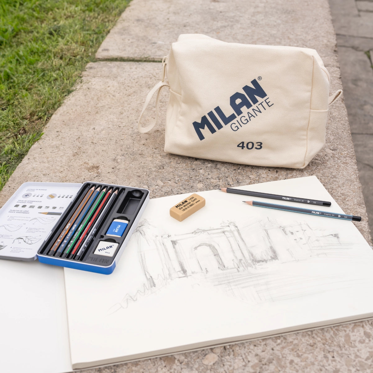 Bloc dibujo A3, 50 hojas de 200 g /m² papel liso, colección 403 MILAN GIGANTE