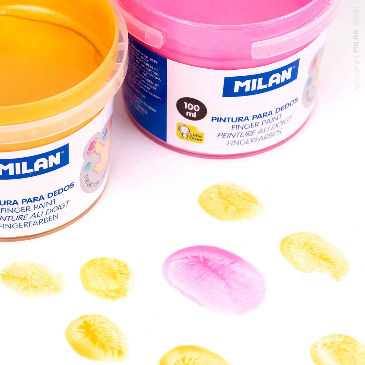 6 pinturas para dedos de colores metalizados (maletín 6 tarros de 100 ml)