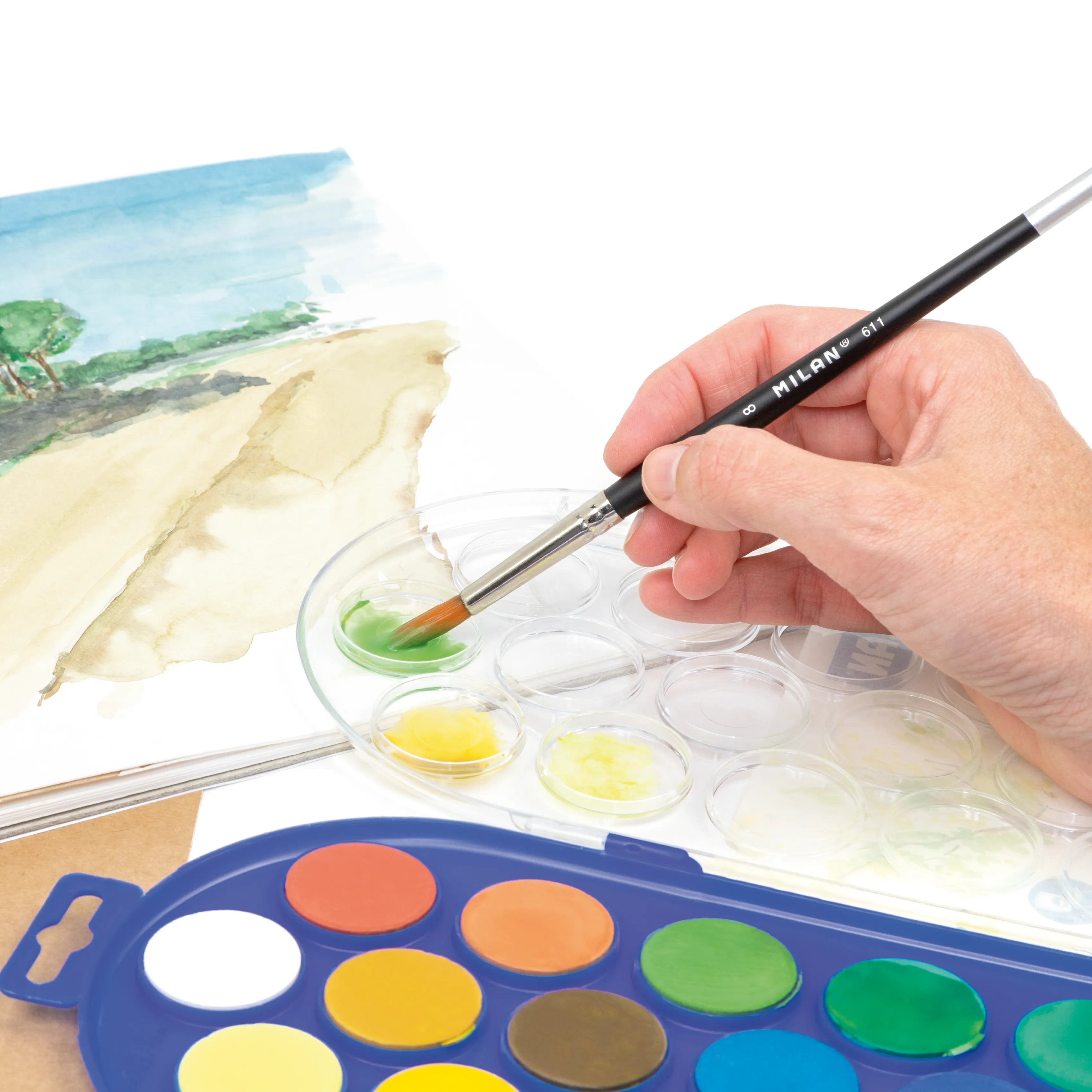 22 pastilles aquarel·les ø 30 mm + pinzell