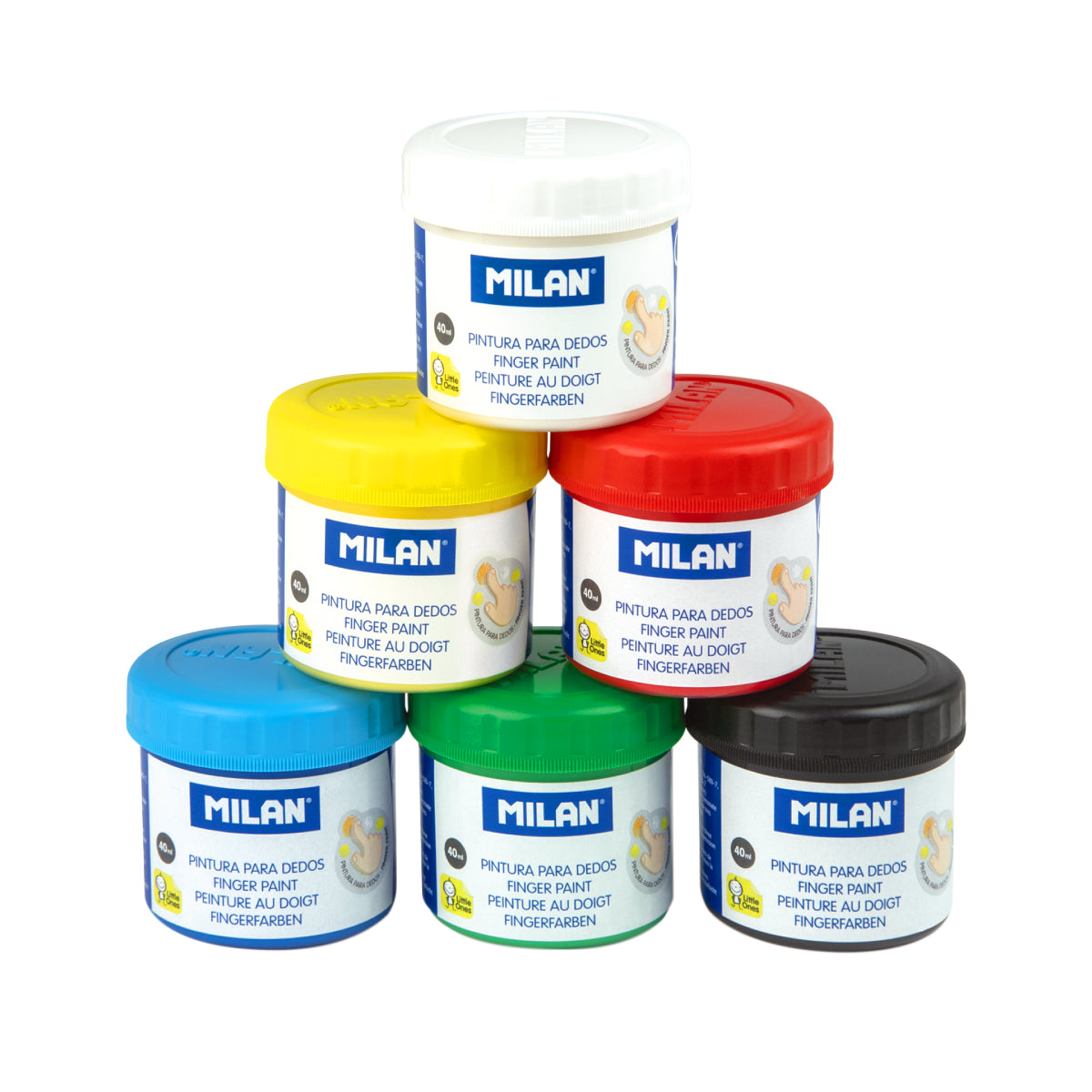 6 pinturas para dedos de colores (caja 6 tarros de 40 ml)