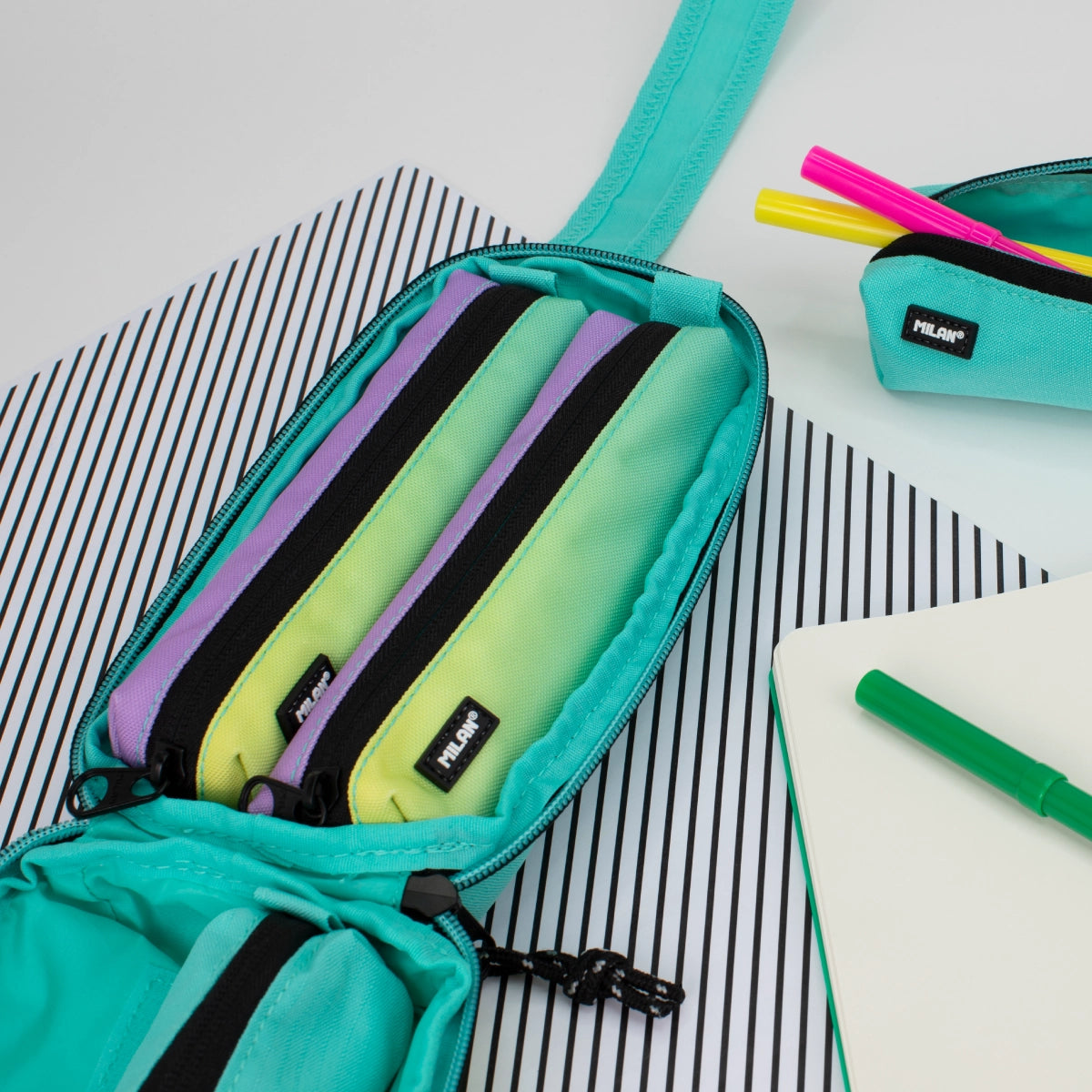 Kit de 4 estuches escolares con contenido, Sunset