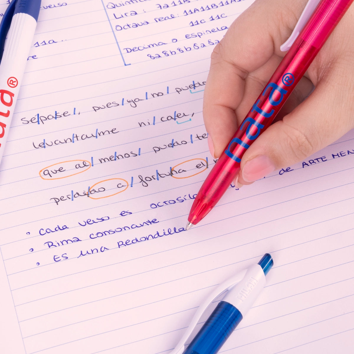 4 bolígrafs P1 tinta blava, MILAN nata® 624