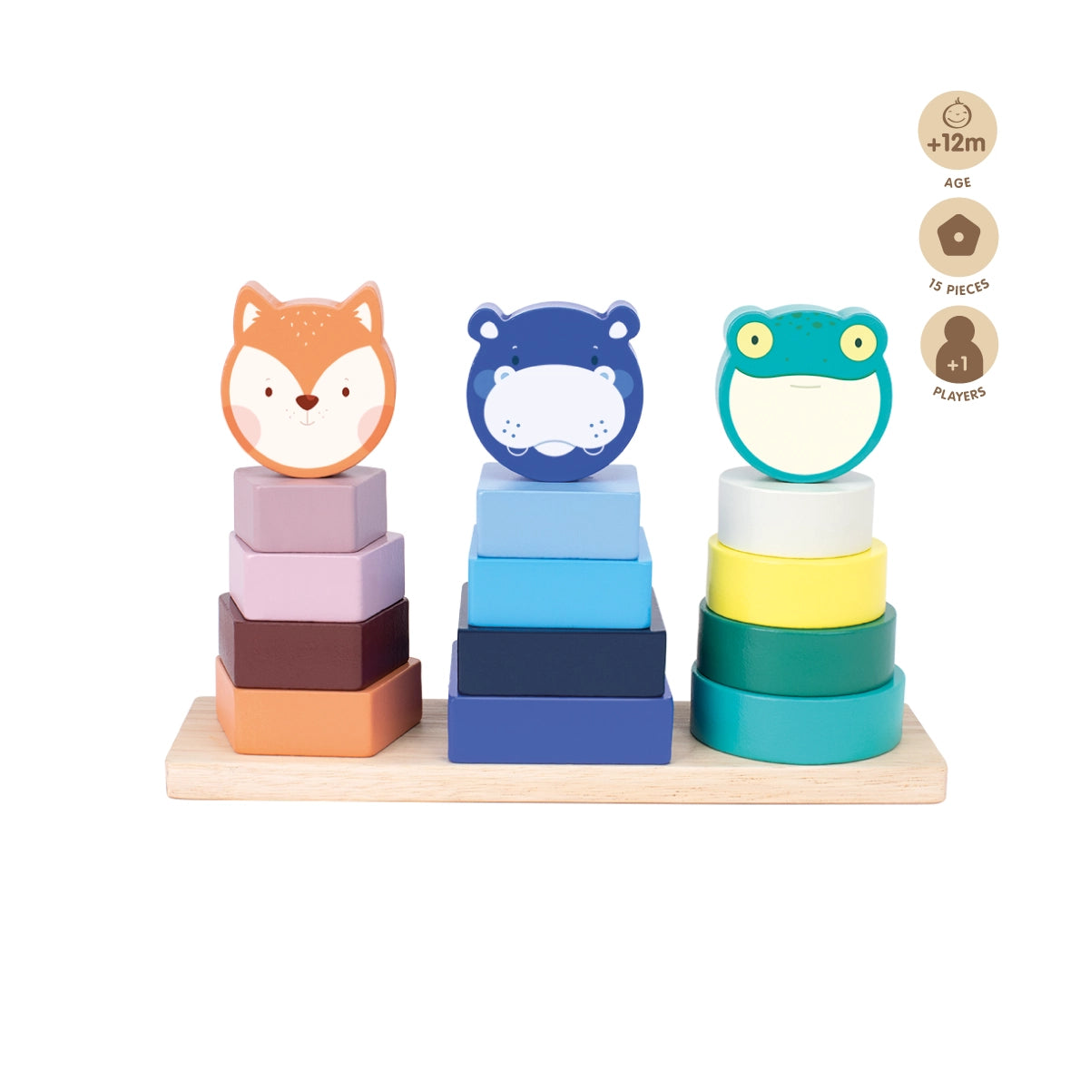 Joguina de fusta de torres apilables i encaix 'Animal Towers'