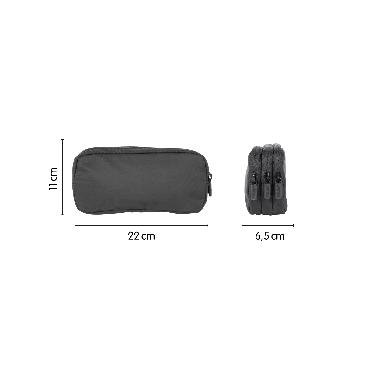 Estuche portatodo 3 cremalleras serie Shadow, negro