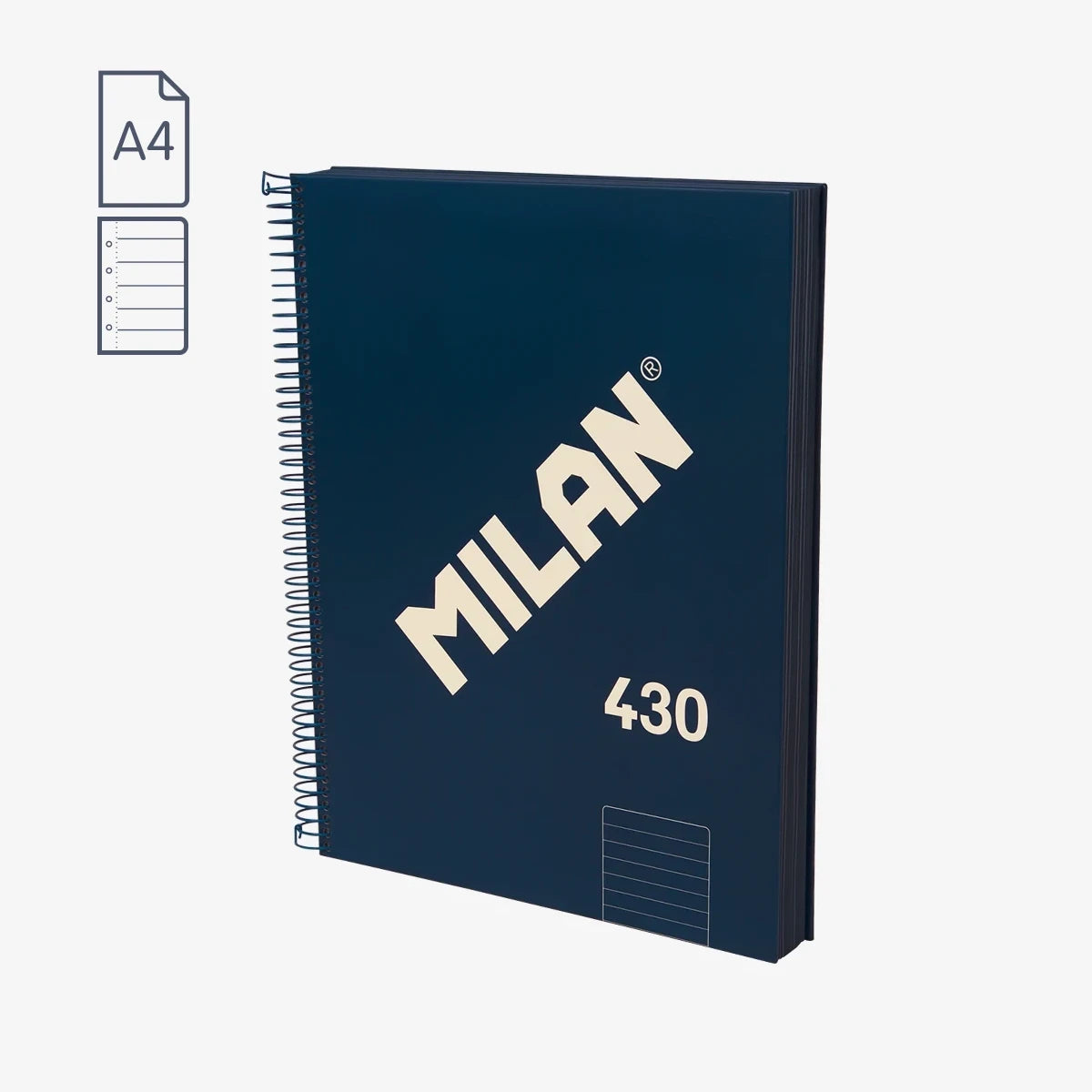 Cuaderno A4 con tapa dura, pauta a líneas 7 mm, 120 hojas de 95 gr/m², 430 since 1918